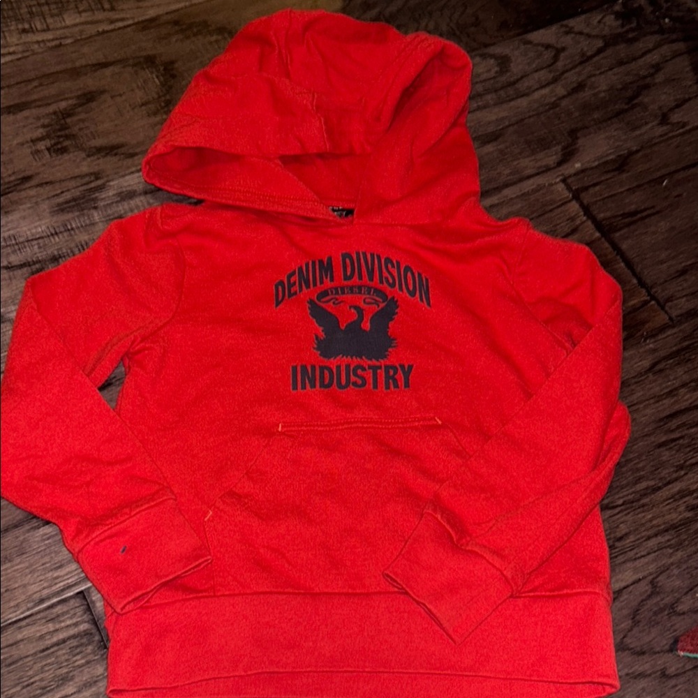 Diesel Boys sz 6 Red Hoodie with Denim Division Print